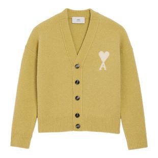 【季末甄选】Ami Paris 男女同款白色ADC云朵开衫  V领羊驼毛混纺