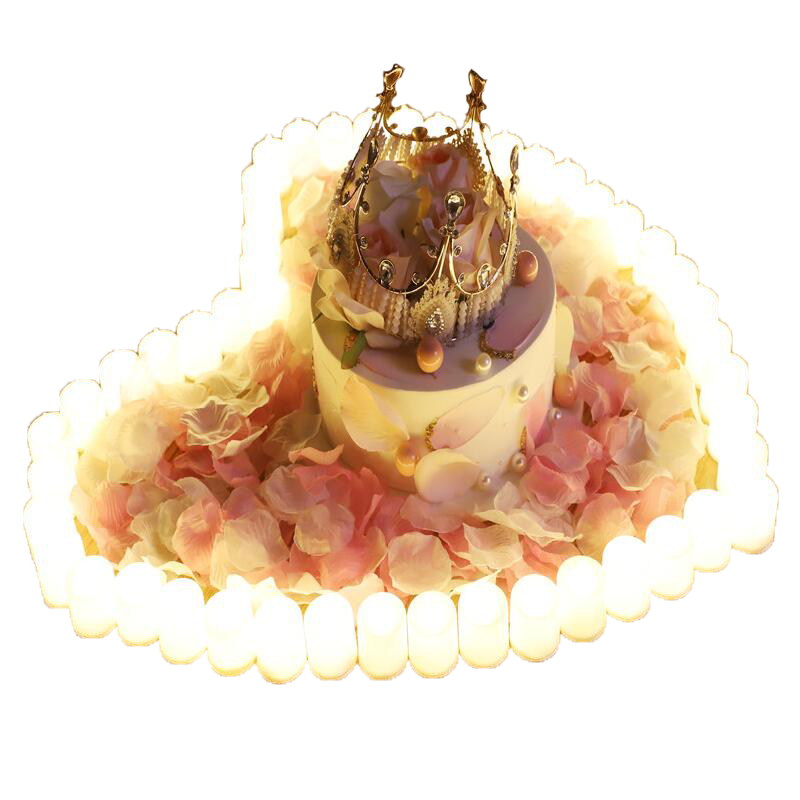 紫色电子蜡烛浪漫生日告白爱心灯