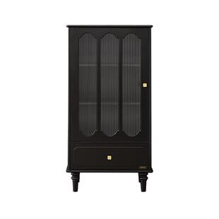 全友家居美式复古风玻璃高柜家用黑色餐边柜靠墙一体储物收纳柜