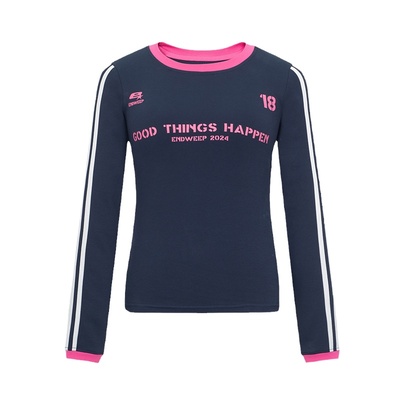 Endweep三条纹18字母辣妹长袖t袖新款印花修身青少年国潮美式上衣