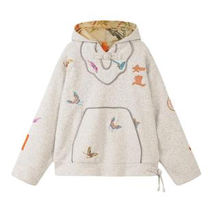 碧海潮生【万事胜意贰】秋冬新款中国风国潮刺绣毛绒连帽卫衣男女