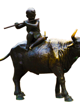 牧童骑牛主题广场定制园林景观