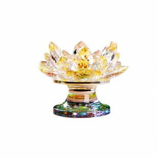 七彩水晶防风酥油灯座烛台蜡烛底座防风烛台水晶灯座荷花摆件包邮