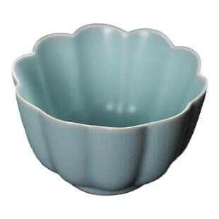 汝窑功夫茶杯主人杯单杯开片可养个人家用陶瓷品茗杯冰裂手工汝瓷