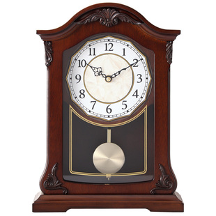 枫叶钟表客厅家用实木座钟静音复古台钟中式创意摆件艺术家居装饰