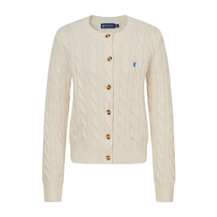 【特惠】【100%绵羊毛】POLOWALK羊毛衫针织开衫女绞花针织衫毛衣