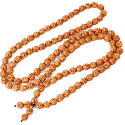 脑纹桃核108颗近正圆手串项链