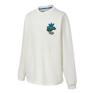 adidas阿迪达斯三叶草圆领上衣印花打底衫透气秋男长袖T恤 JL7500