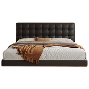 政府补贴黑色真皮床现代简约奶油风电动高箱平移储物主卧双人床