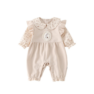 婴儿春装女宝宝衣服春秋连体衣春季哈衣满月百天甜美可爱薄款外套