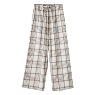 康妮雅睡裤女秋季纯棉长裤宽松格子家居裤可外穿磨毛梭织休闲裤