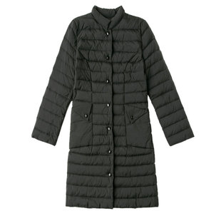 时尚立领轻薄羽绒服女中长款2025冬新款纯色修身保暖白鸭绒外套