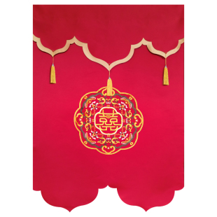 中式喜庆结婚门帘隔断帘刺绣大红客厅卧室挂帘婚庆用婚房布置半帘