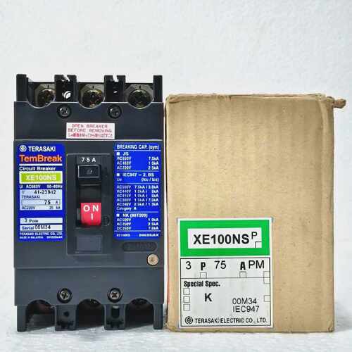 TERASAKI TEMBREAK XE100NS CIRCUIT BREAKER 3 POLE 75A AC660V
