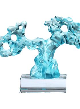 琉璃发财树太湖石招财树艺术品摆件居家玄关客厅办公开业摆放装饰