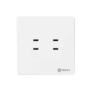 86型4四孔插座面板二二插两脚墙壁暗装横向双两孔10A电源插座6孔