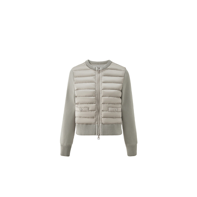 OCHIRLY欧时力小香风拼接轻便羽绒外套女圆领时尚2025早春新款