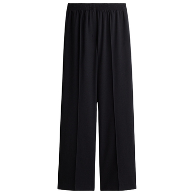 HM女装裤子春季松紧腰长裤阔腿裤腿烫折线长裤1297156