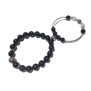 情人节礼物定制刻字黑曜石情侣手链一对送男女友老婆纪念定情信物