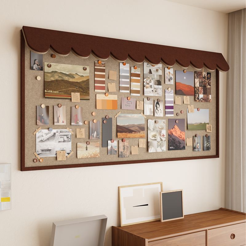 立体屋檐毛毡板照片墙复古高级感定制墙贴软木板留言板相片展示板