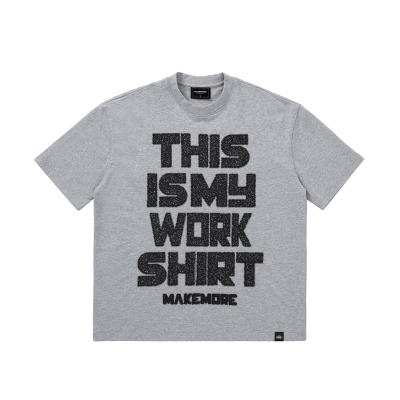 Makemore立体乱绣WORK短袖上衣男
