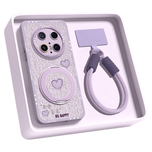 适用华为mate70Air手机壳mate60pro保护70套30新款50的40外壳80promax后女+十E高级感磁吸支架带挂绳油画爱心