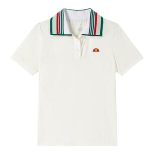 ellesse小贝壳复古撞色网球polo短袖T恤运动速干polo衫女