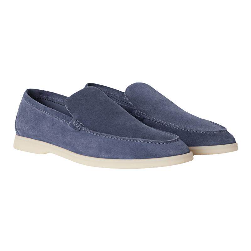 Loro Piana/诺悠翩雅男鞋蓝色柔软翻毛皮鞋面乐福鞋