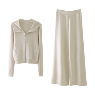 HAMYIHO lulu风德绒连帽卫衣运动套装女修身秋冬灰色加绒拉链外套