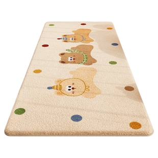 儿童床边毯卡通毛绒地垫少女卧室客厅奶油风长方形毛毛地毯可机洗