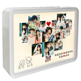 照片定制diy镜子灯光画生日礼物送男女生情侣摆件一周年纪念节日