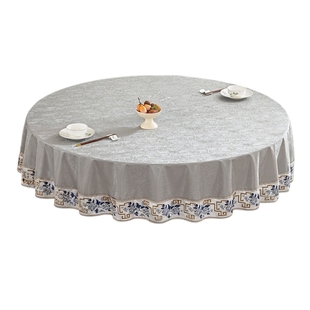 防水防油PU免洗防烫圆桌布家用酒店饭店餐桌台布新中式轻奢高级感