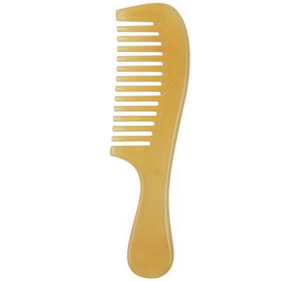 虞美人宽齿牛角梳子按摩头皮卷发
