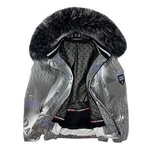 派克服男2025冬季新款獭兔毛内胆可拆卸短款皮毛一体皮草外套潮流