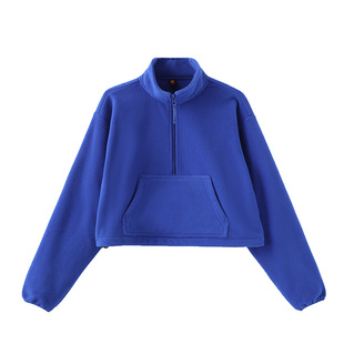 BUMP新款冬季女款短款半拉链抓绒衣加厚户外滑雪中间层保暖内胆