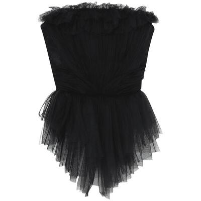 IT网纱拼接紧身抹胸上衣