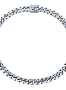 欧美拼接彩色钛钢嘻哈男锁骨链