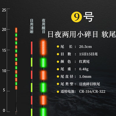 316322超灵敏细尾硬尾日夜两用冷光电子夜光漂尾专用鱼漂配件