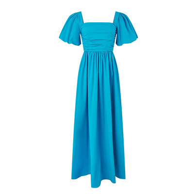 港风吊带连衣裙收腰抽褶大摆裙