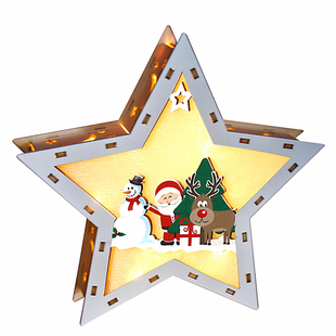 圣诞节装饰手工diy材料包五角星装饰品摆件儿童玩具灯幼儿园礼物