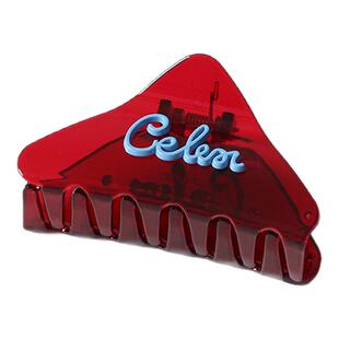 法式冰透红字母三角抓夹女2025新款简约小众鲨鱼夹半扎发发夹发饰