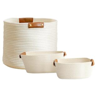 棉线编织收纳筐篮桌面化妆品储物盒儿童玩具收纳桶卧室家用脏衣篓