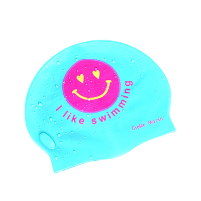 ciellemarin硅胶防水笑脸成人儿童游泳帽大号护耳泳帽加大版泳帽