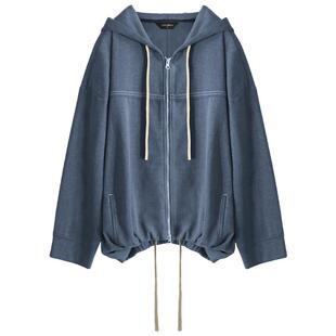 COCOBELLA老钱通勤风连帽卫衣炒色花纱外套高级风休闲帽衫SC3013