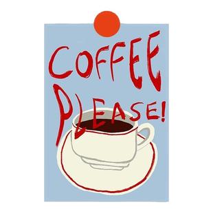 手绘插画咖啡面包趣味线条ins无酸卡纸相框定制版画相框卡纸装裱