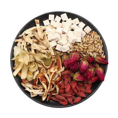 逍遥开心茶玫瑰花百合炒麦芽佛手