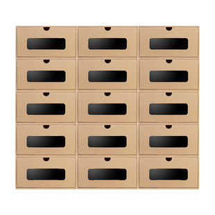 出租房鞋子收纳盒鞋盒加厚加硬抽屉式宿舍纸盒透明抽拉式加高女靴