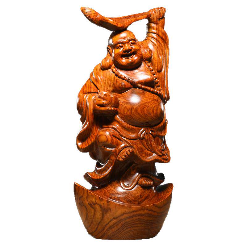弥勒佛像摆件家居客厅黄花梨木雕