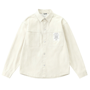 啄木鸟2026新款纹理感春秋季新款宽松衬衫式外套工装夹克男装衣服