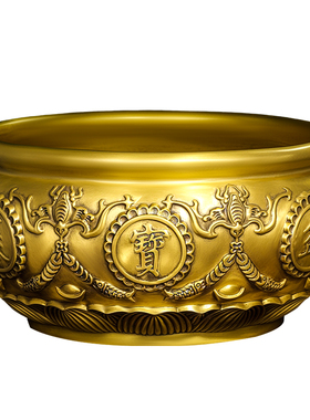 大型全铜聚宝盆摆件招财进宝大堂公司办公室实心精铜制加厚特大号
